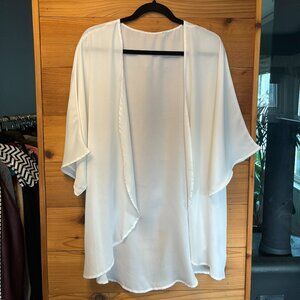 White Open Front Sheer Cardigan - L